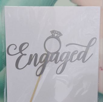Picture of SILVER ENGAGED CAKE TOPPER 11 X 18CM